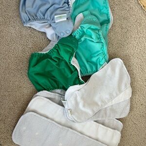 Reusable Cloth Diaper Set - Blue, Green, and White